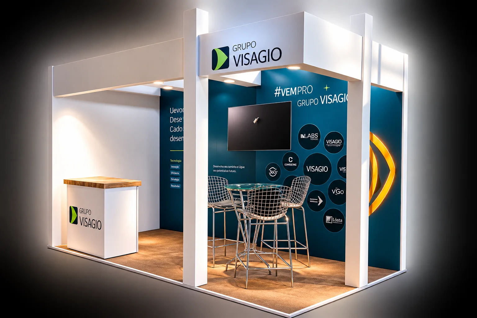 Stand produzido para evento, exemplo de projeto da JS Stands